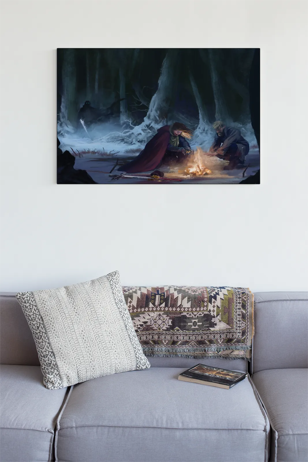 Revenants fantasy canvas artwork depicting danger lurking beyond firelight