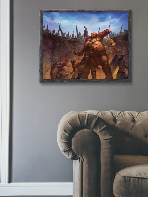 Revenge of the Horde fantasy canvas artwork with a towering warrior