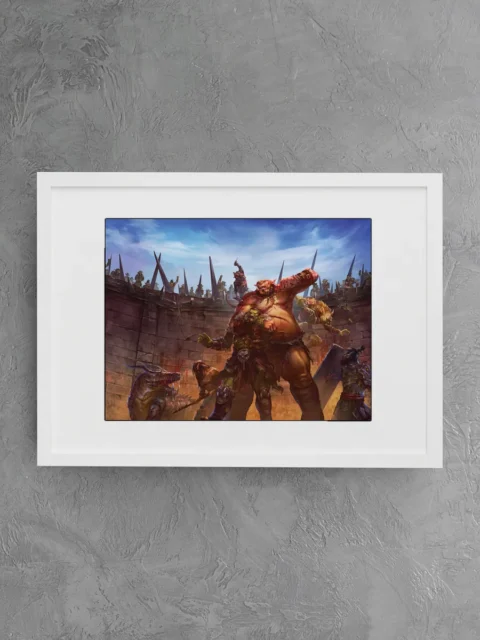 A massive fighter lifting an opponent in combat