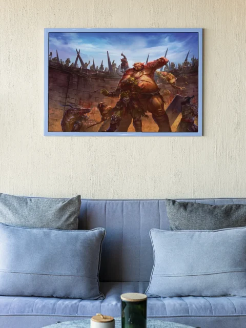 Crowds roaring behind spiked wooden walls