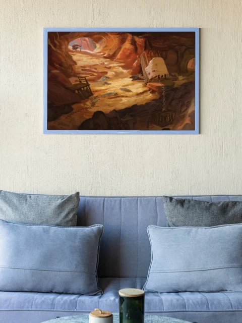 Rock Gnolls fantasy art print with chained crates and bones