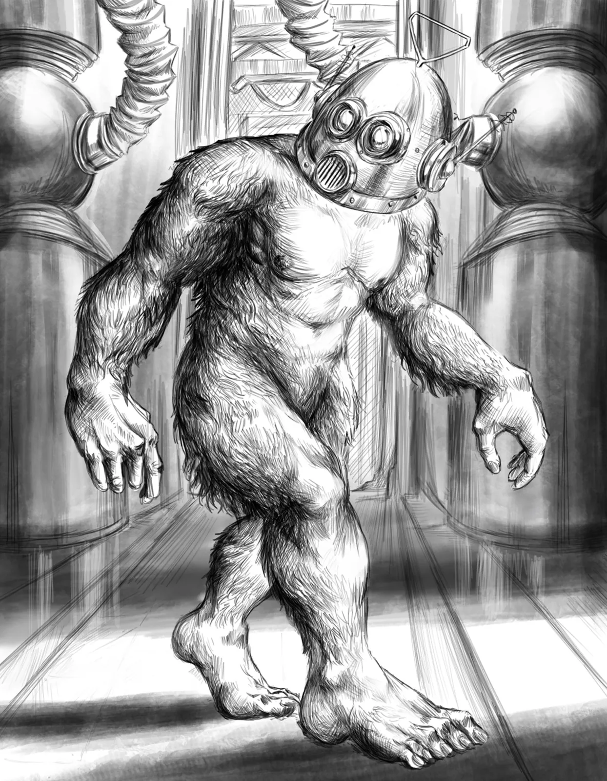 Sasquatch ROBUT fantasy canvas artwork hybrid creature