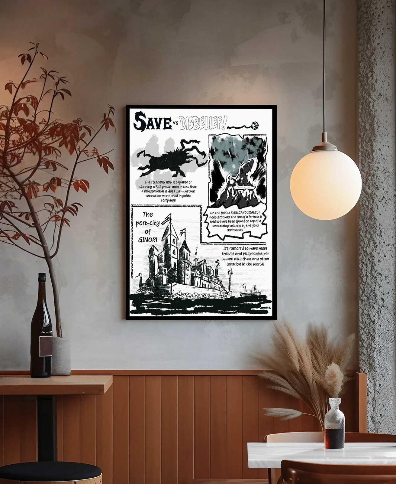 Illustrated port city with towers