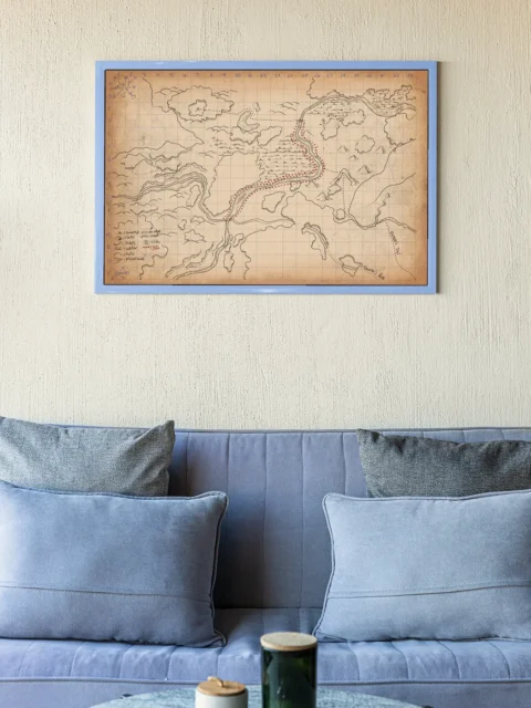 Minimal parchment illustration with light grid