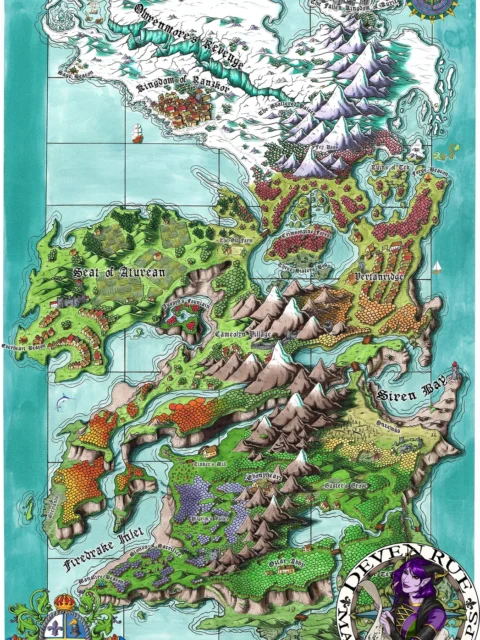 Illustrated map showing the full extent of the Aturean Empire
