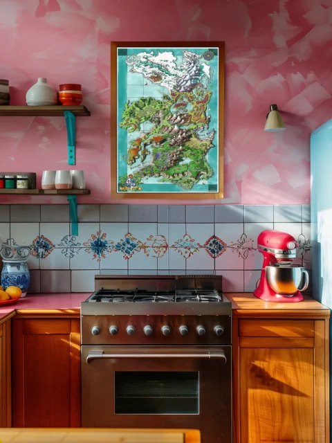 Hand-drawn map emphasizing regional borders and landmarks