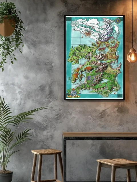 Colorful fantasy geography designed for storytelling reference