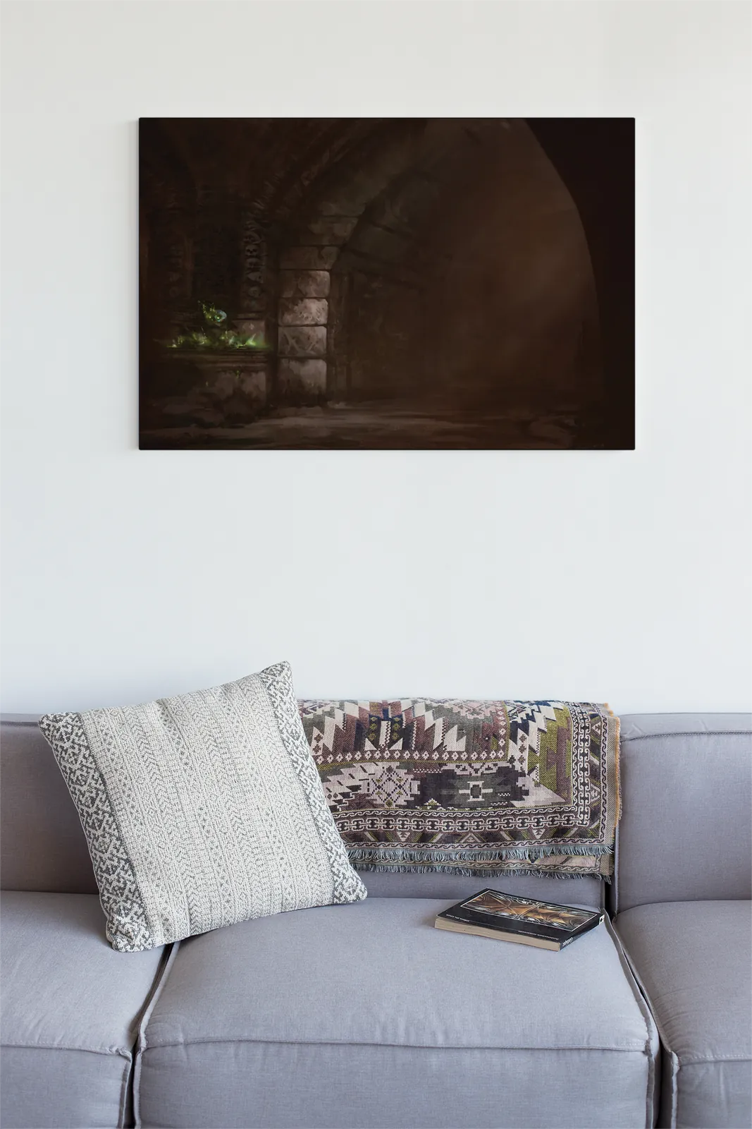 Skeletons fantasy canvas artwork depicting an ancient crypt