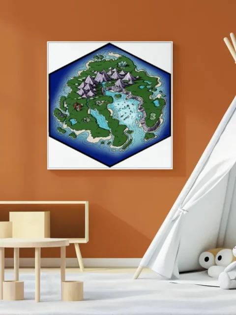 Top-down island map artwork for tabletop campaigns