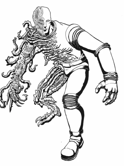 Space Mimic alien horror canvas art figure