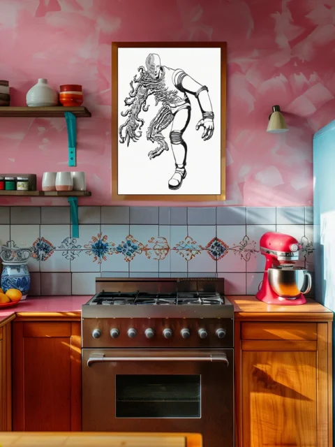 Space Mimic alien horror canvas art detail