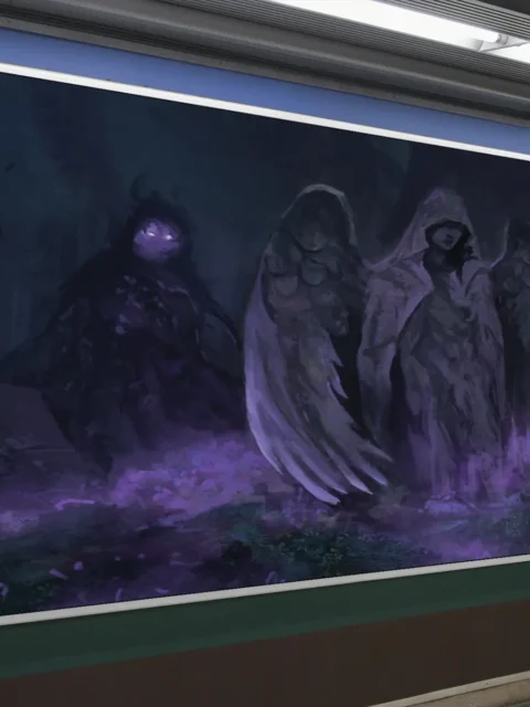 Specters fantasy canvas artwork with winged spirits