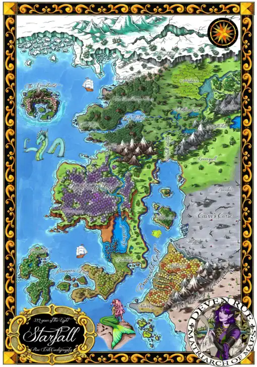 Starfall Regional Map Canvas - Deven Rue Fantasy Cartography