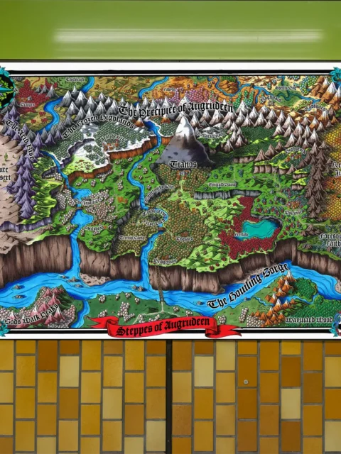 Hand-drawn terrain with cliffs, plateaus, and winding waterways