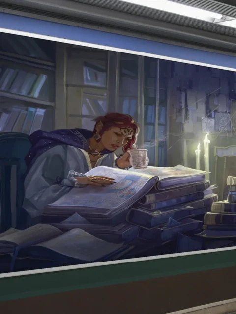 Subtle Secrets fantasy canvas art showing focused reader