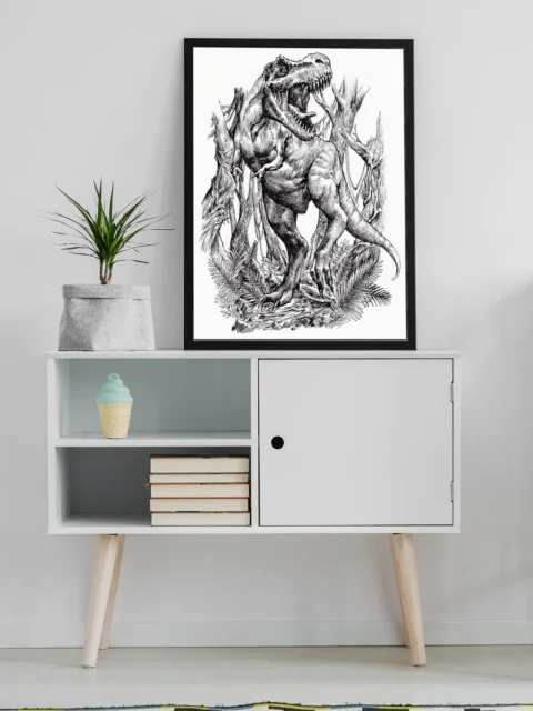 TRex fantasy canvas art scene