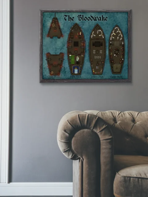 Detailed Bloodwake Pirate Ship Map with layered decks