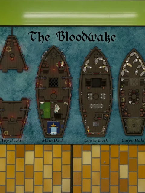 Overhead illustration of a spiked seafaring vessel