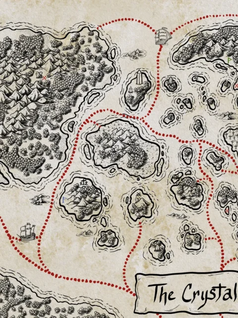 Crystal Coast Map canvas wall art with dotted sea routes