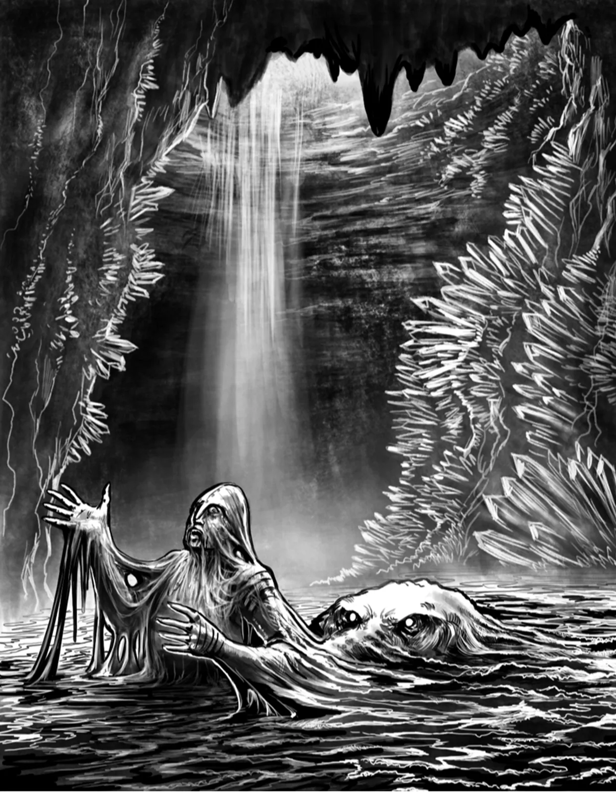 The Glittering Grotto fantasy canvas art cavern