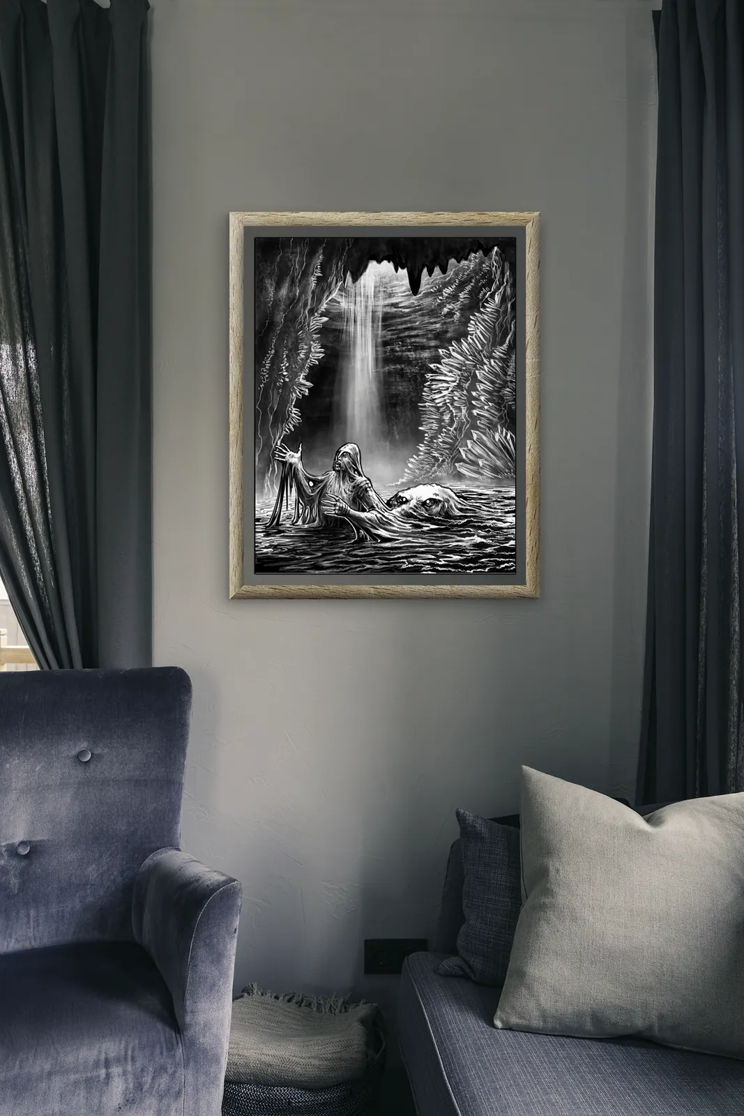 The Glittering Grotto fantasy canvas art scene