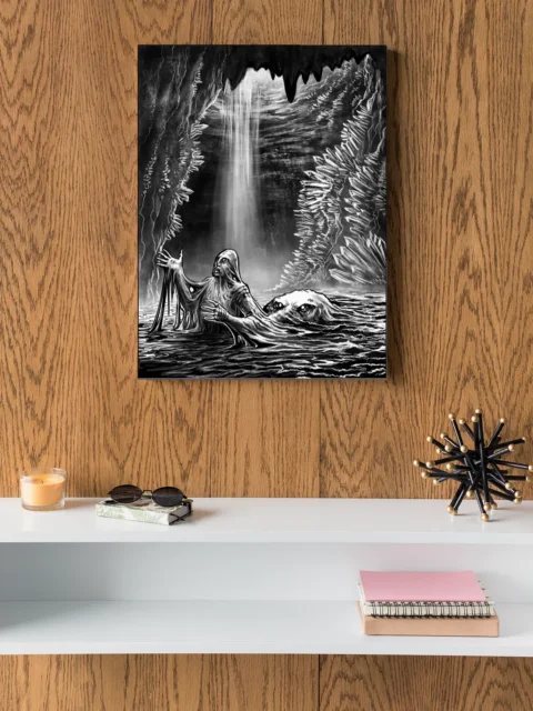 The Glittering Grotto fantasy canvas art detail