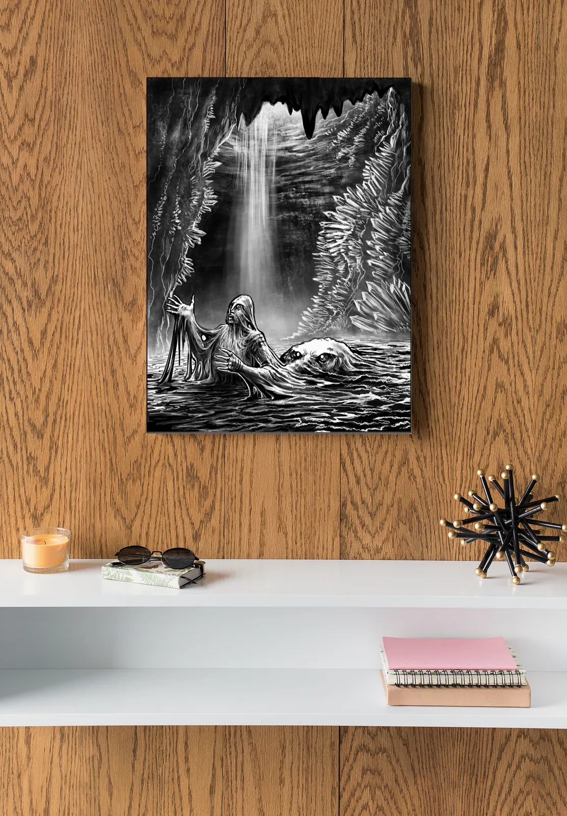 The Glittering Grotto fantasy canvas art detail