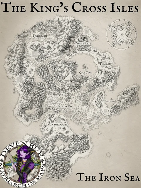 The Kings Cross Isles Map canvas showing island regions