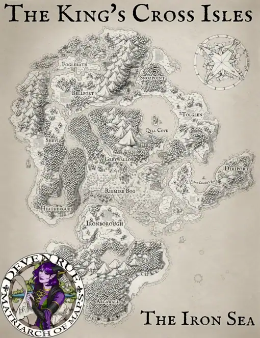Kings Cross Isles Fantasy Map Canvas - Deven Rue Cartography