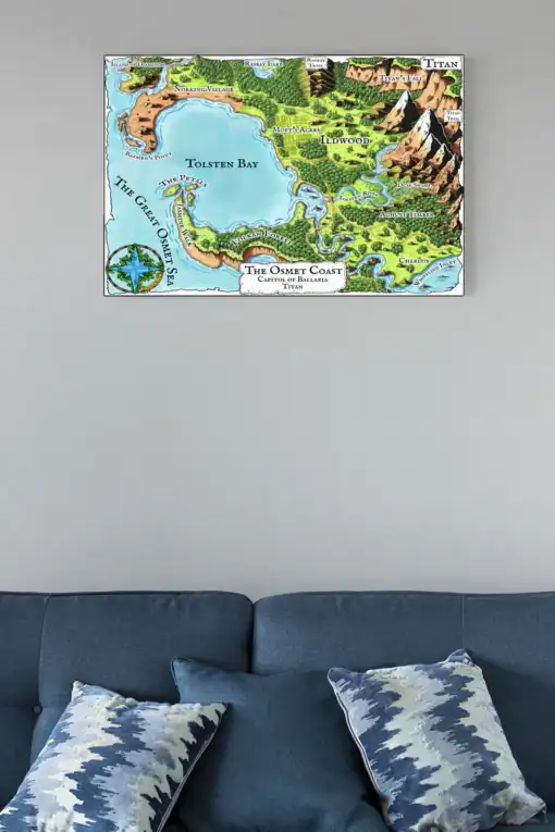 Osmet Coast Fantasy Map Canvas Print by Deven Rue