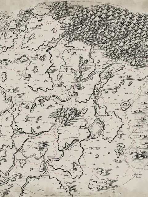 Pentacity States Map canvas wall art showing regional borders