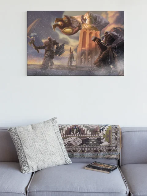 Glowing runes illuminating stone constructs