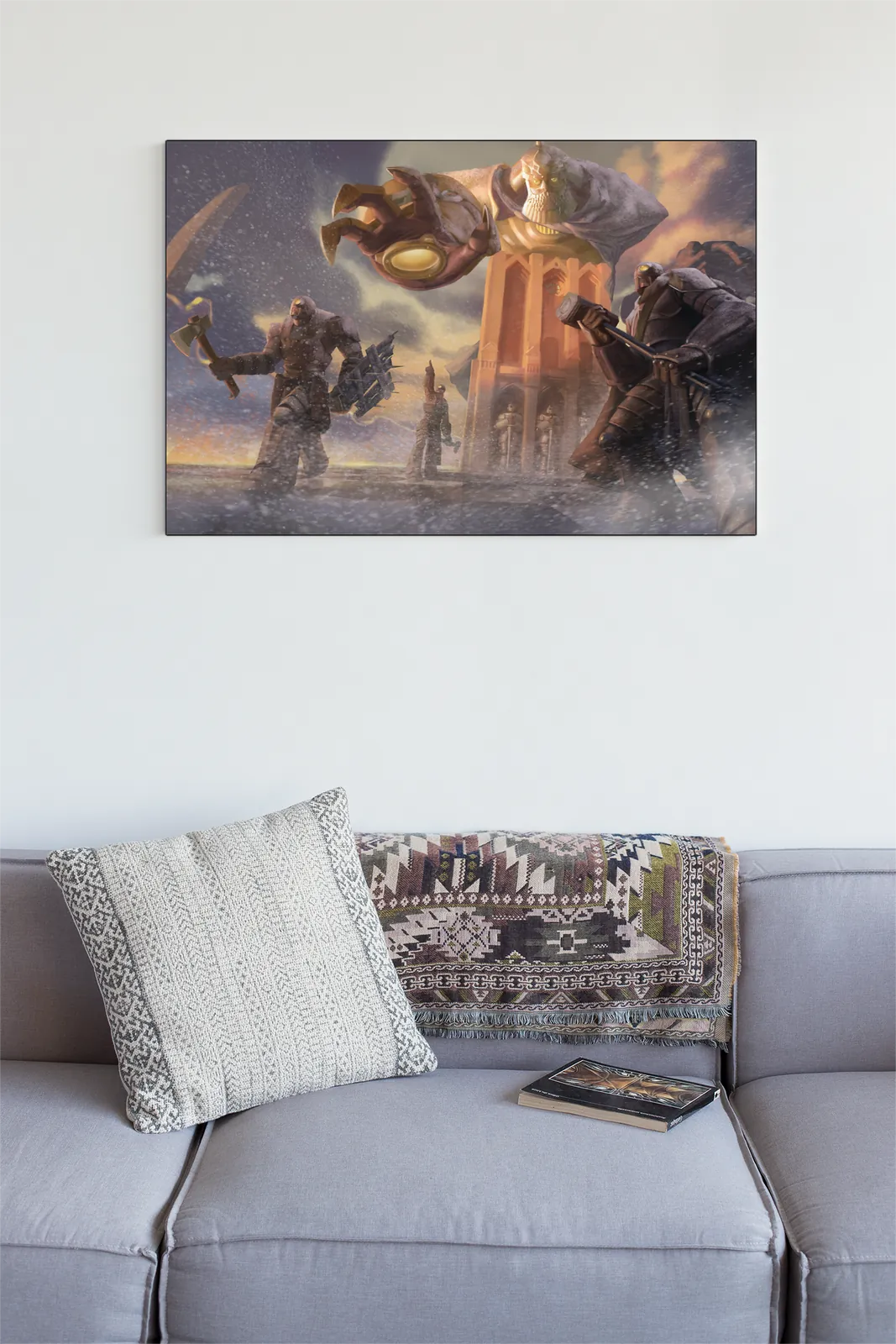 Glowing runes illuminating stone constructs