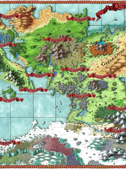 Queen’s Treasure Map canvas wall art showing continental regions