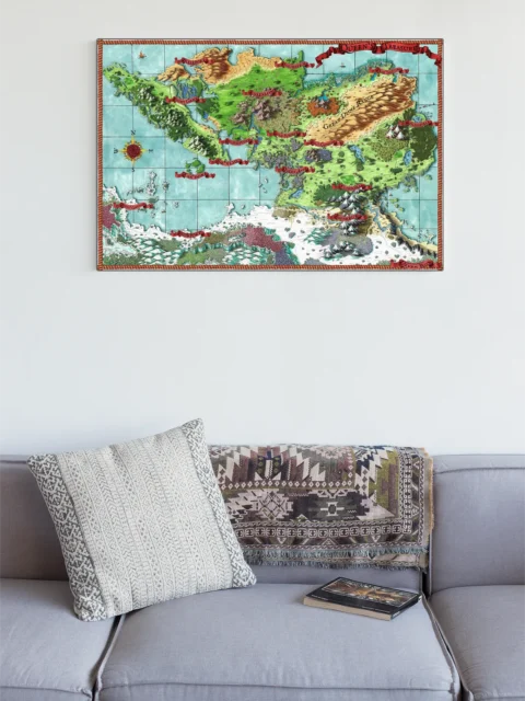 Queen’s Treasure Map canvas wall art with banners and borders