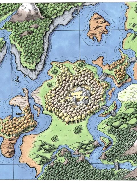 Raven’s Call Map fantasy art print with central forest