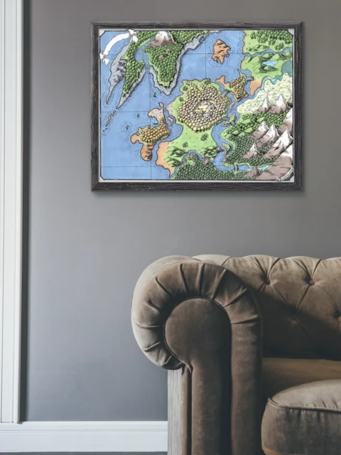 Raven’s Call Map fantasy art print with coastal inlets
