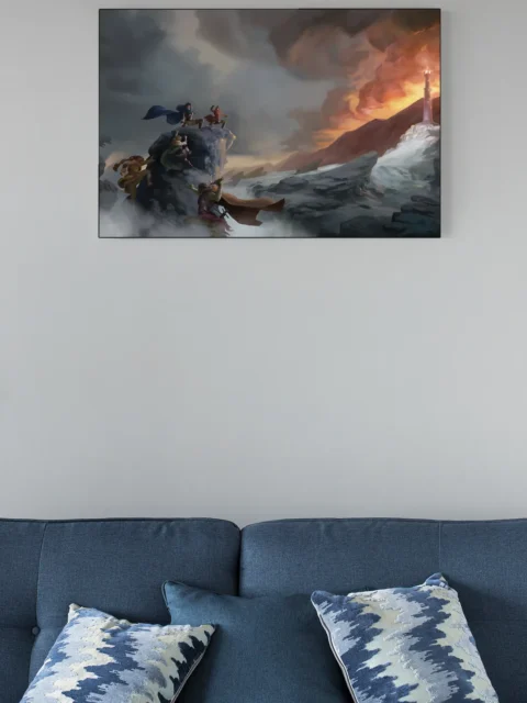 Group climbing icy rock ledge