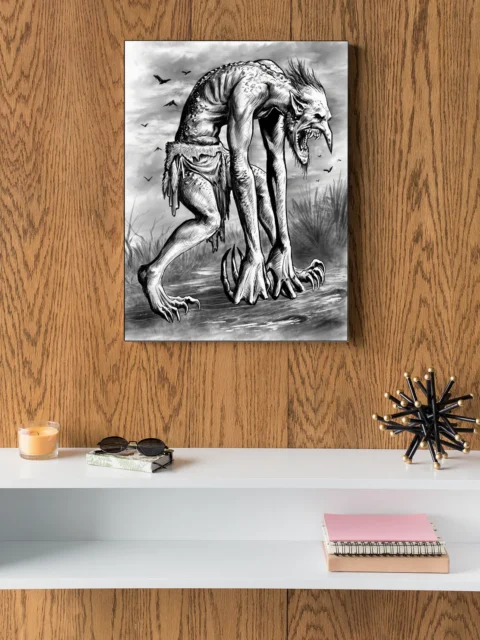 Troll dark fantasy canvas art illustration