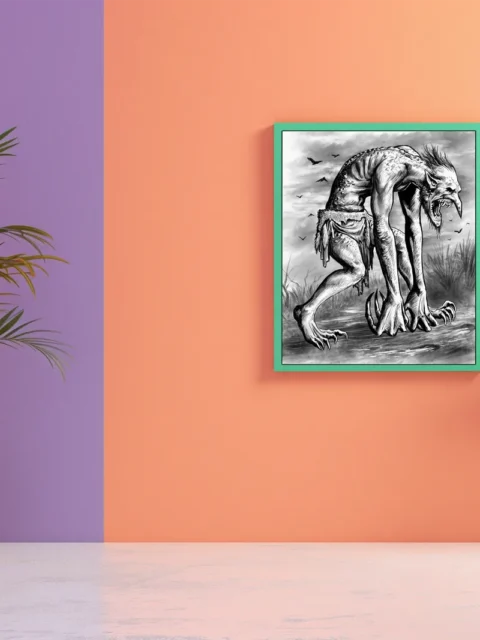 Dark fantasy beast with elongated claws