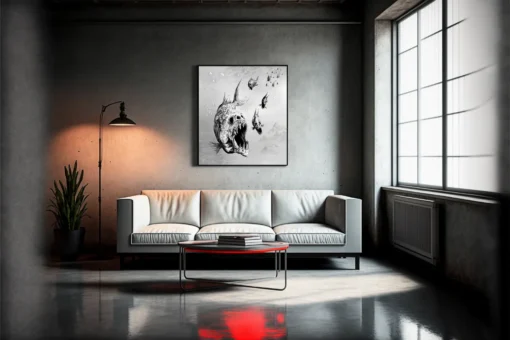 Undead Pirahna fantasy canvas art detail