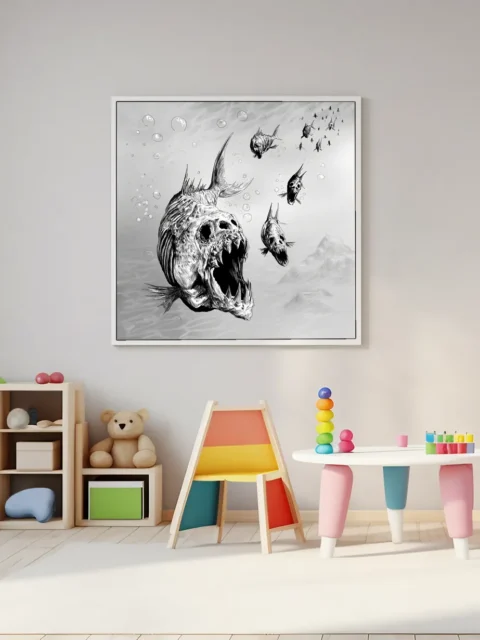 Undead aquatic predator with gaping jaws