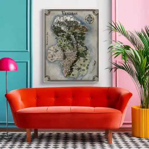 Vendras Continental Map by Deven Rue - Fantasy Canvas Art