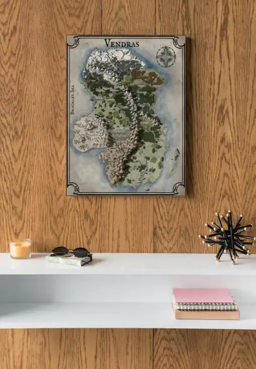 Vendras Continental Map by Deven Rue - Fantasy Canvas Art