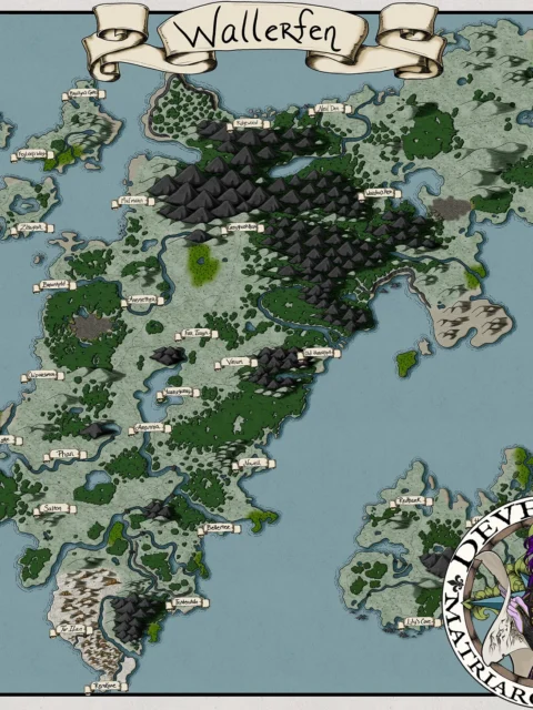 Wallerfen Map gallery canvas wall art showing continental regions