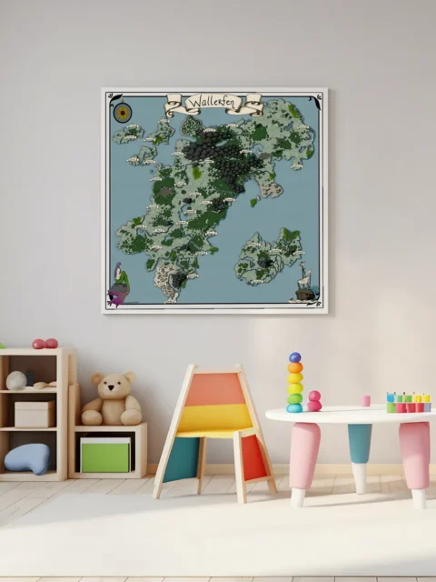 Wallerfen Map gallery canvas wall art depicting varied terrain