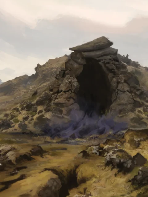 Wights haunted barrow wall artwork with collapsed cairn
