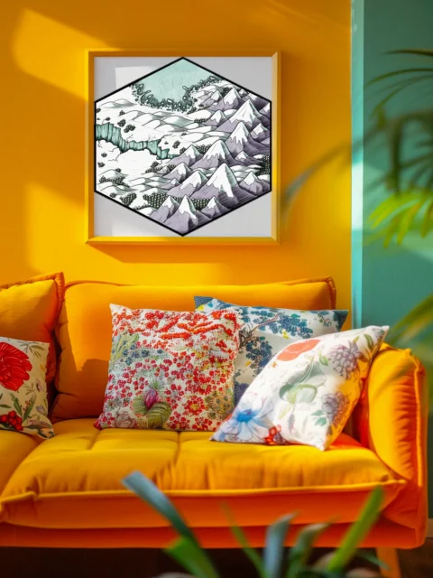 Winter’s Edge Map canvas print with frozen valleys