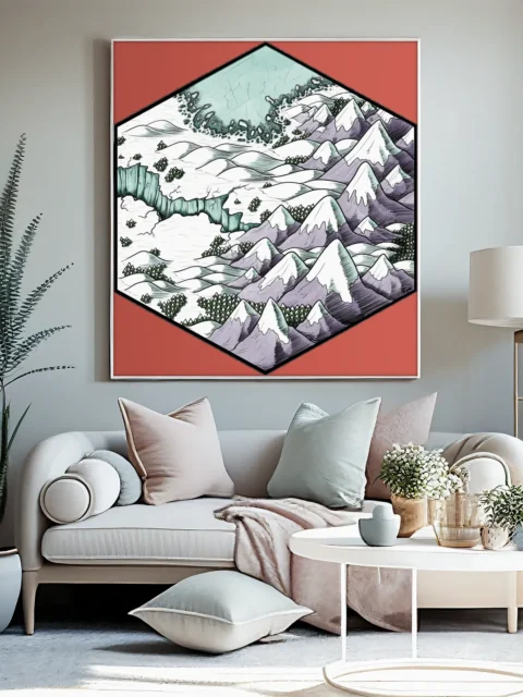Winter’s Edge Map canvas print depicting icy terrain