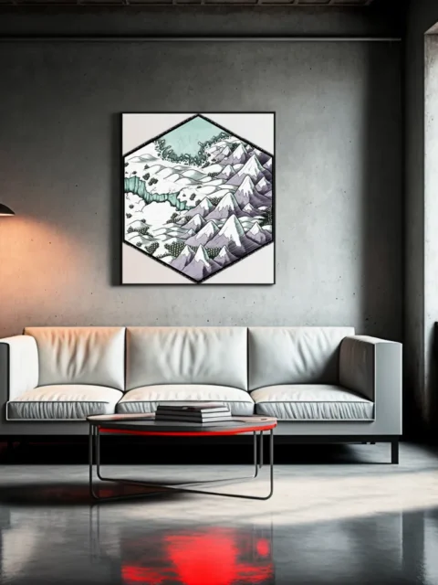 Top-down frozen region map in cool tones